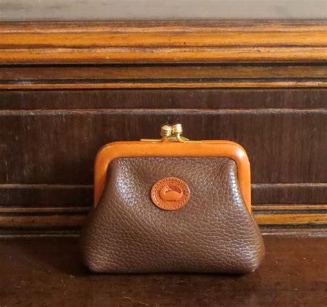 Dooney And Bourke All Weather Leather Kiss Lock Coin Purse Brown Etsy