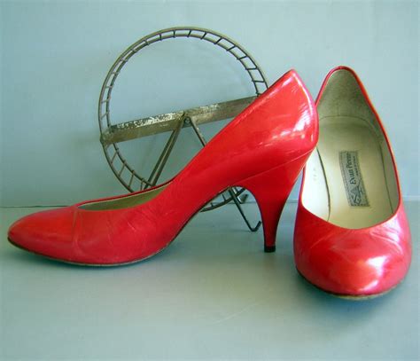 Red High Heels Leather Vintage 80s Us 9m Euro 41 By Evan