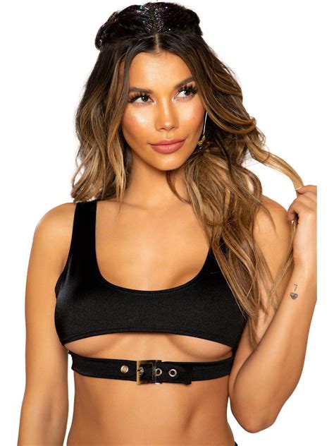 Crop Top With Underboob Detail And Buckle Closure