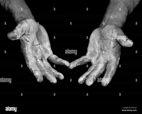 A Mans Hands Covered In Paint Stock Photo Alamy