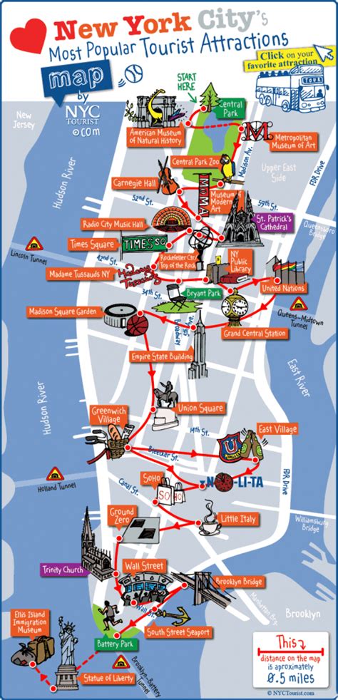 large printable tourist attractions map of manhattan new york city sexiz pix