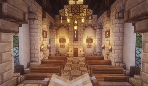 The Interior Of A Little Chapel I Made Rminecraft