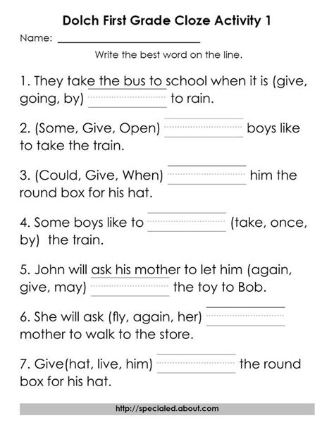 5 Sets Of Worksheets For Dolch High Frequency Words 1st Grade Reading
