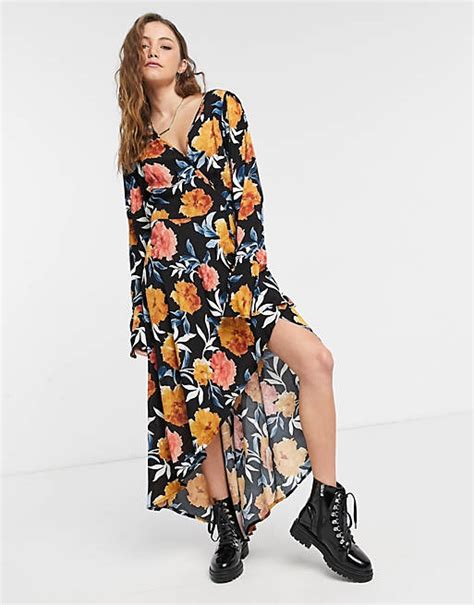Lottie And Holly Midaxi Wrap Dress In Floral Print Asos