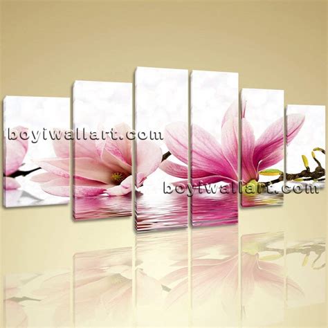 Large Beautiful Flowers Flower Wall Art Hexaptych Pieces