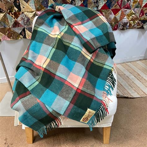 Vintage Onkaparinga Pure Wool Blanket Green Checks