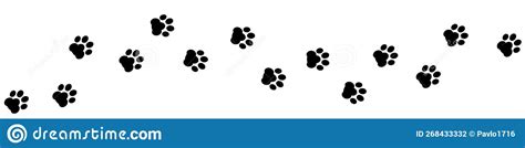 Black Footprints Of Dogs Paw Print Animal Tracks For Stock Stock