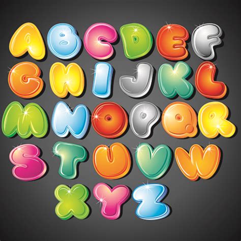 Cute Colorful Alphabet Vector Set 01 Over Millions Vectors Stock