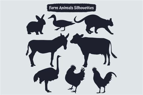 Farm Animals Silhouettes Vector Graphic By Adopik · Creative Fabrica