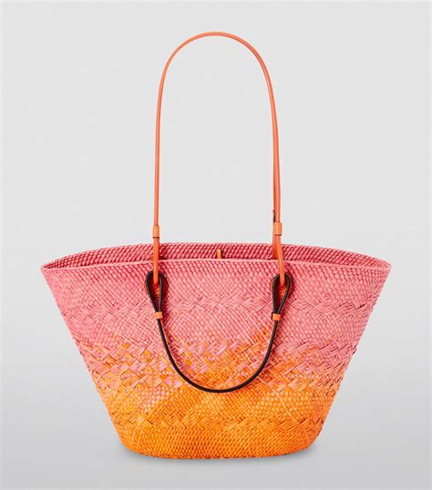 Womens Loewe Pink X Paulas Ibiza Medium Woven Anagram Basket Bag