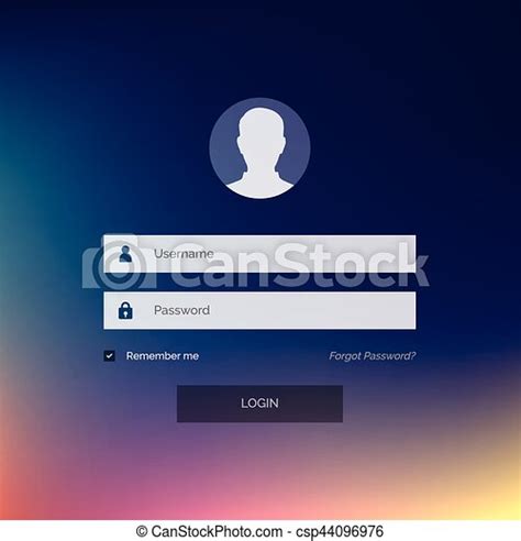 Modern Login Form Interface Design With Username And Password Canstock
