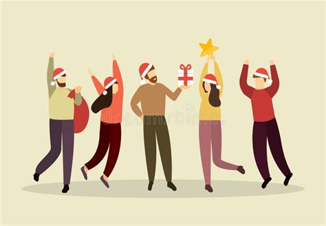 happy people celebrate new year people are happy vector illustration in a flat style stock