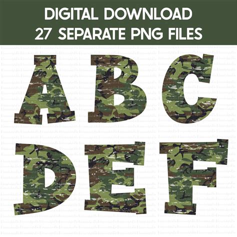 Camouflage Capital Letters With Sign Alphabet Bundle Etsy Sublime