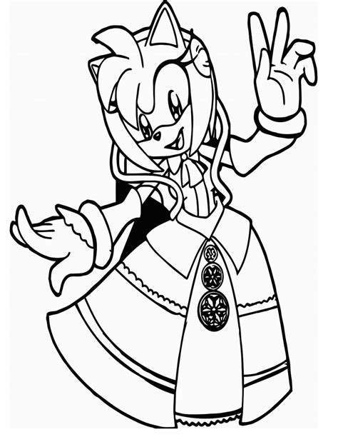 Beautiful Amy Rose Wearing Dress Coloring Page Free Printable