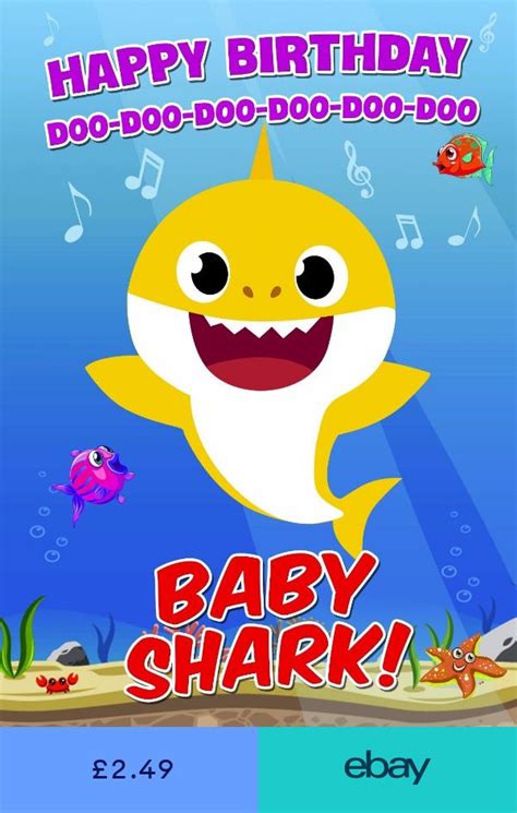 Baby Shark Doo Doo Doo Birthday Card Mummy Daddy Grandpa Grandma