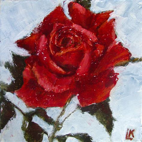 Red Rose Painting Beautiful Rose Spring Flower Art Small Painting