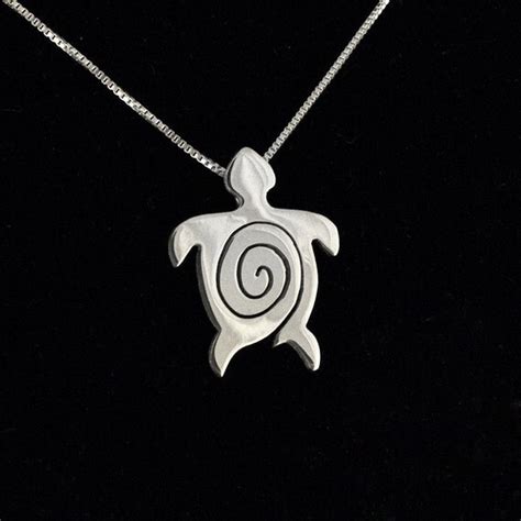 Sterling Silver Rock Art Turtle Necklace Pendant Charm