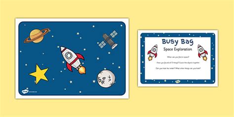 Space Exploration Activity Busy Bag Prompt Card And Resource Pack