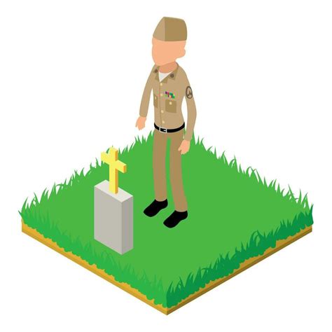 Infantry Soldier Icon Isometric Vector Soldier In Uniform Stand Near