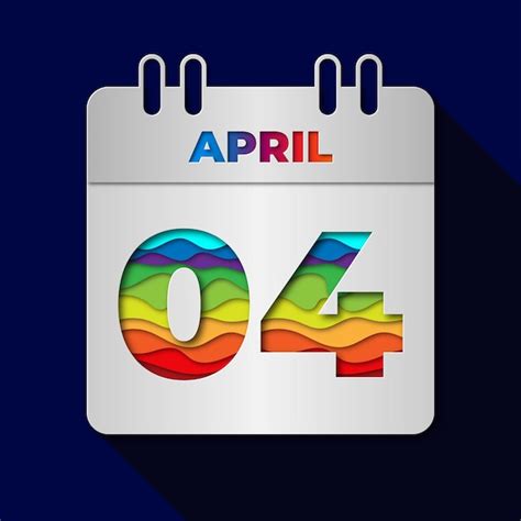 Premium Vector 4 April Date Calendar Flat Minimal Paper Cut Art Style