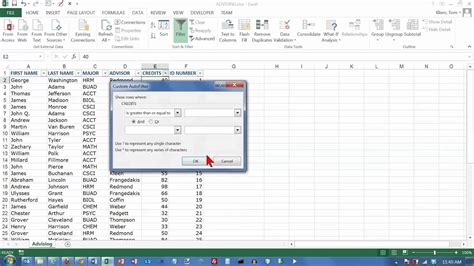 Excel 2013 Filtering 02 Filtering On A Column Of Numbers Youtube