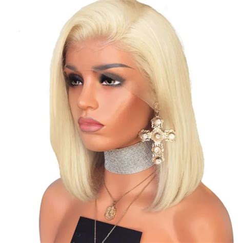 13x6 Straight Lace Front Short Bob Wigs 613 Blonde Remy Brazilian Lace Front Human Hair Wigs Pre