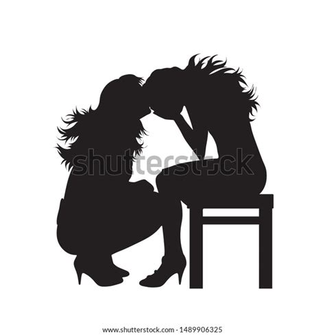 Vector Silhouette Mother Her Crying Daughter Stock Vector Royalty Free 1489906325 Shutterstock