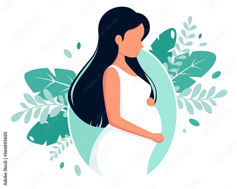 Pregnant Woman Concept Illustration For Pregnancy And Motherhood Vector Illustration In Flat