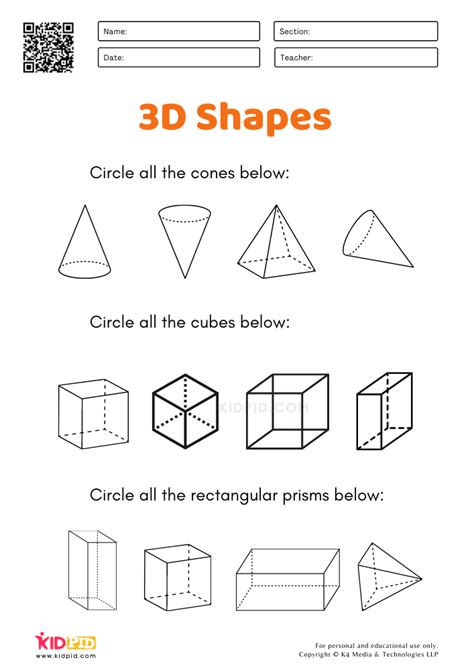 3d Shapes Worksheets Grade 1