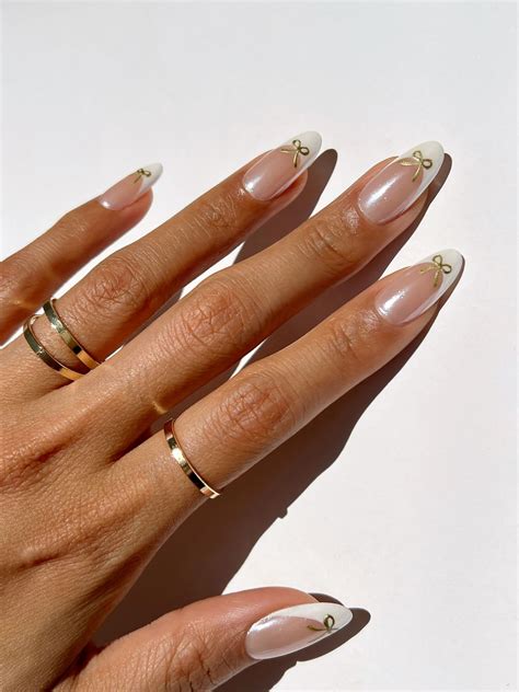 Wedding Ready Chrome French Tip Nails With Bows Fashion Blog