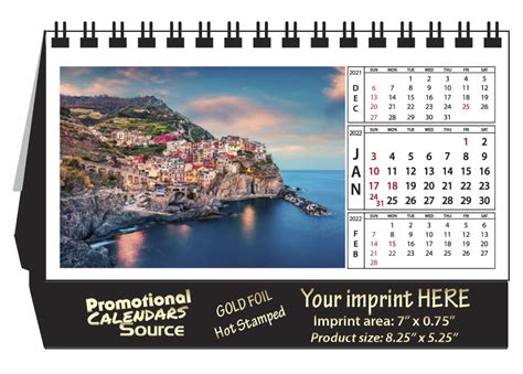 Around The World Scenic Desk Calendar Size 825x525