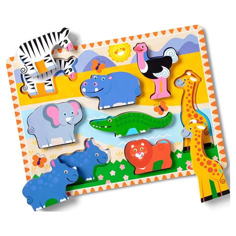 Melissa And Doug Safari Wooden Chunky Puzzle 8 Pieces Fsc Certified
