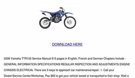 2008 Yamaha Ttr125 Service Manual by MayaMccormick - Issuu