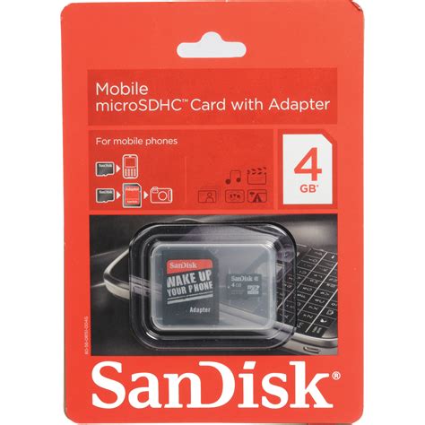 Sandisk 4gb Microsd Hc Card And Sd Adapter Sdsdq 4096 A11m Bandh