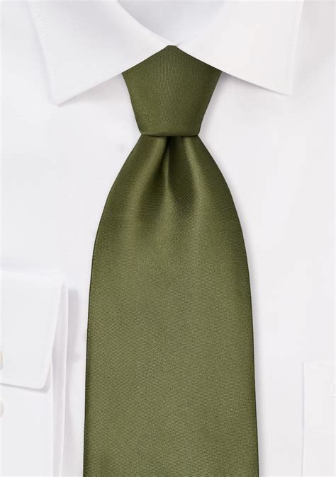 Mens Tie In Solid Olive Green Cheap