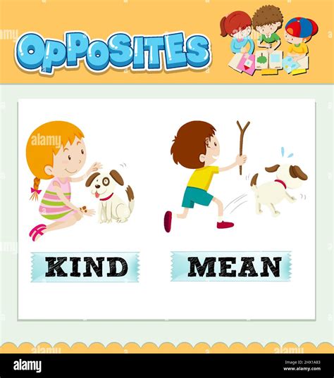 Opposite Words For Kind And Mean Illustration Stock Vector Image And Art