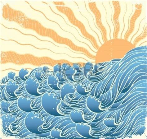 Abstract Sea Waves Vector Illustration Of Sea Landscapewith Wave