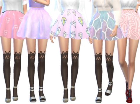 The Sims Resource Pastel Gothic Skirts Pack Five Mesh Needed