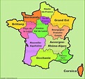 France Regions Map | New regions of France - Ontheworldmap.com