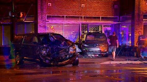 Car Crashes Into Gr Building After Hitting Another Car