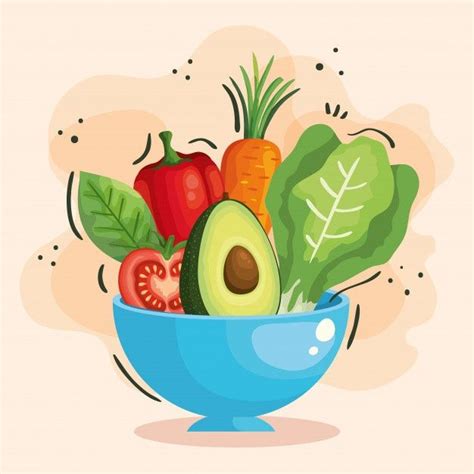 Premium Vector Bowl With Fresh And Healthy Vegetables Food Illustration Design Food