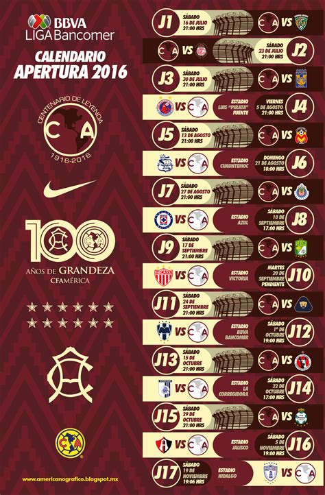 Americanografico Calendario Apertura 2016 • Club América