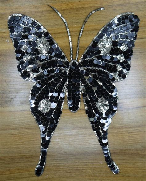 Black Sequined Butterfly Applique Patch Diy Sewing Accessories Etsy