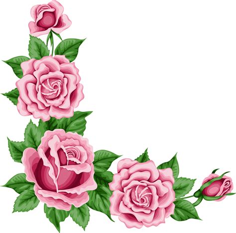Download Pink Rose Clipart Flower Corner Rose Corner Border Png