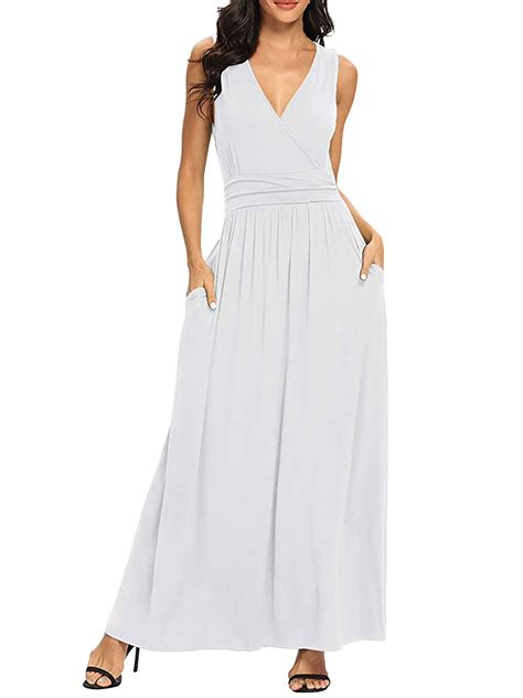 Maxi Dresses Sleeveless White Casual Chiffon Floor Length Dress
