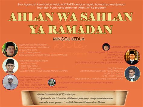 Ahlan wasahlan ya ramadhan cover by okletsgo. Biro Agama & Kerohanian Kelab MATRADE: Ahlan Wa Sahlan Ya ...