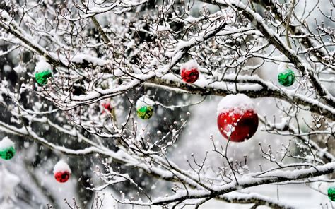 Christmas Ornaments In The Snow Macbook Air Wallpaper Download