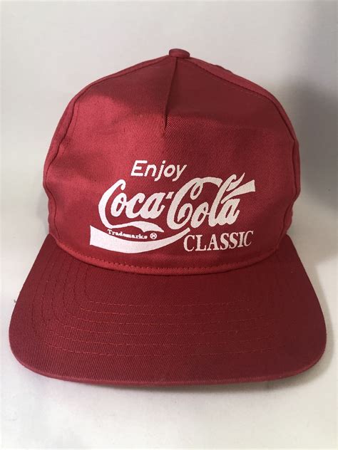 Vtg Enjoy Coca Cola Classic Snapback Hat Cap Pink Gem