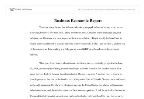 Business Economic Report University Business And Administrative
