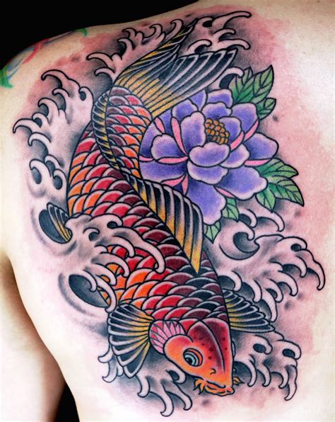 Koi Fish Tattoo By Dave Kruseman Flower Tattoo Shoulder Flower Tattoo